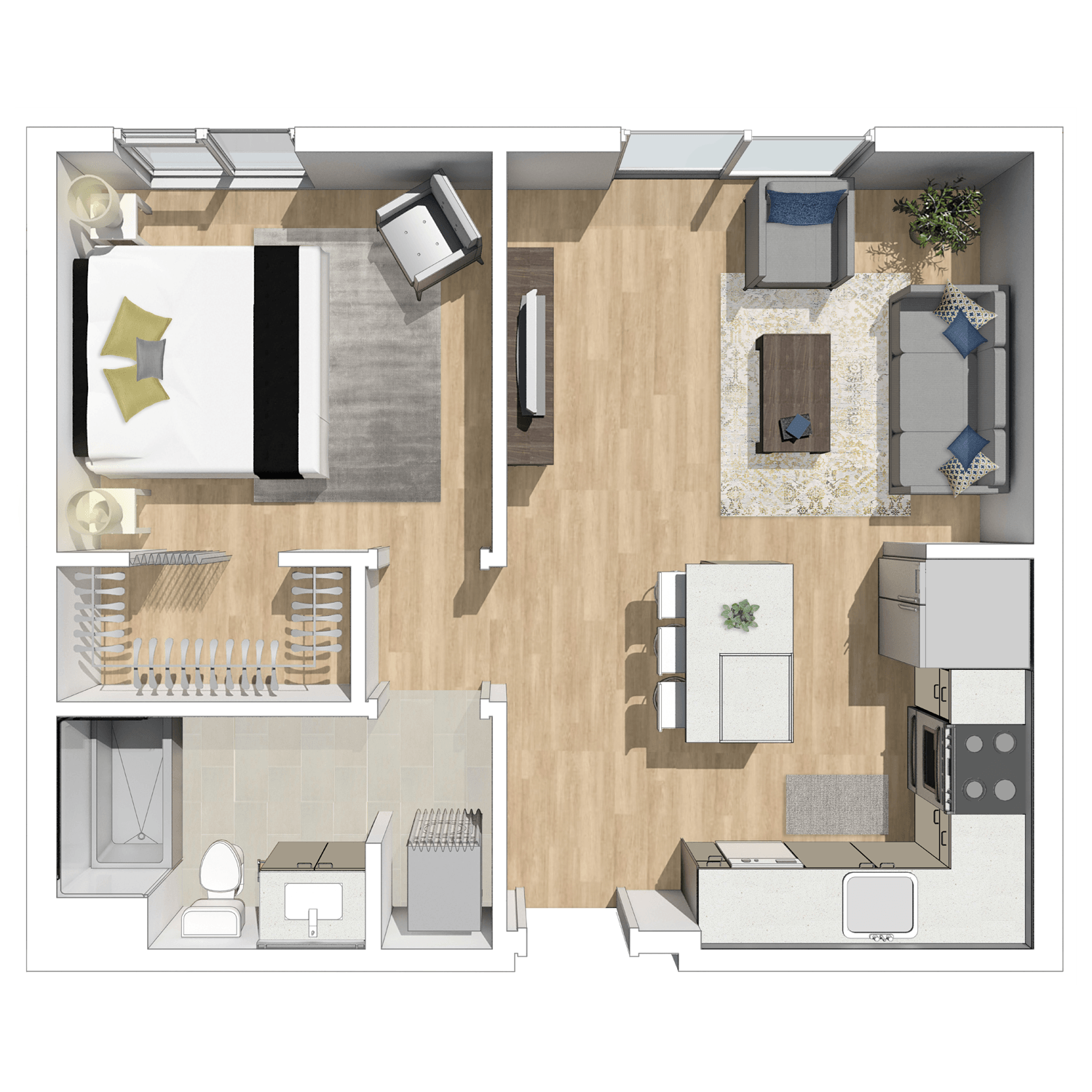 Crystal Flats 1 Bedroom Standard Floor Plan